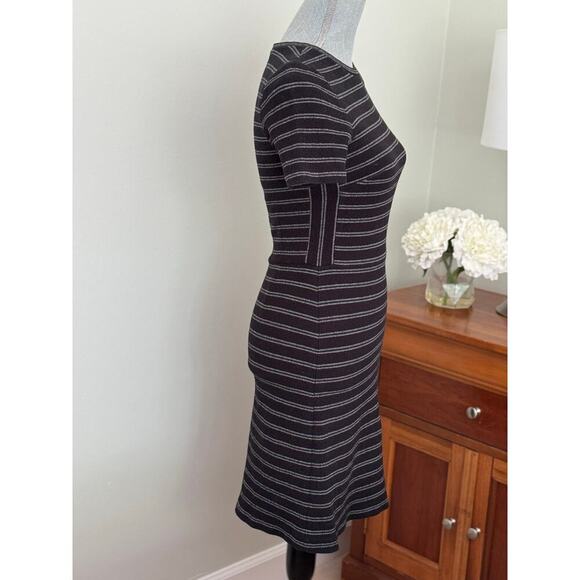 Madewell Black with White Stripes Upstage Midi Dress Size 2 - Picture 3 of 13